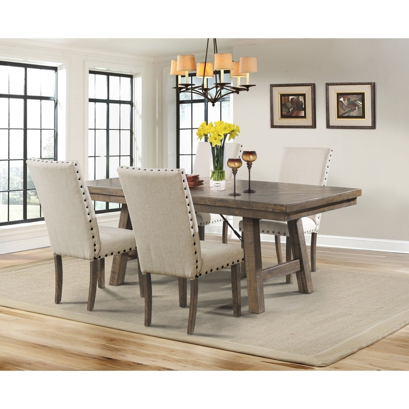 Jax – Dining Set|Light Brown|7 Pc. Table, 6 Upholstered Side Chairs|5 Pc. Table, 4 Upholstered Side Chairs|6 Pc. Table, 4 Ladder Side Chairs, Bench|6 Pc. Table, 4 Upholstered Side Chairs, Bench|5 Pc. Table, 4 Ladder Side Chairs|7 Pc. Table, 6 Ladder Side