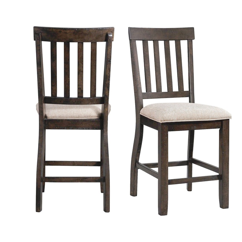 Stone – Counter Slat Back Side Chair (Set of 2) – Smokey Walnut
