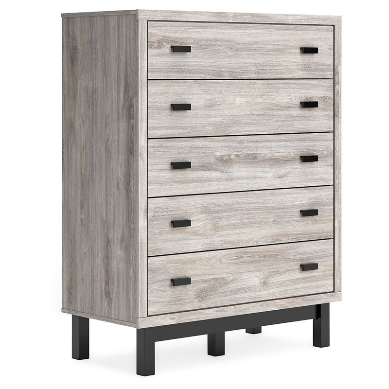 Vessalli – Five Drawer Wide Chest – Black / Gray