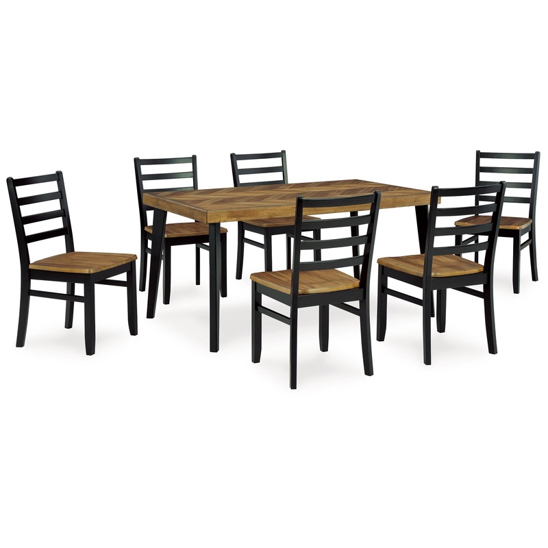 Blondon – Rectangular Drm Table Set (Set of 7) – Brown / Black