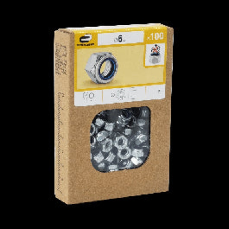STEEL SELF-LOCKING NUT 6 MM, 100 PIECES