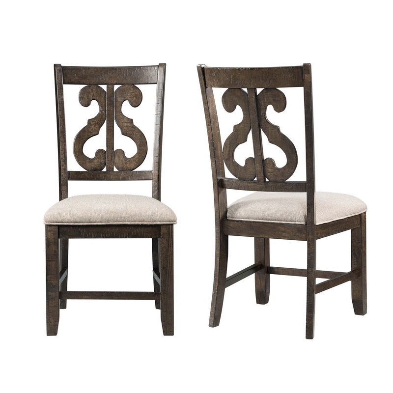 Stone – Wooden Swirl Back Side Chair (Set of 2)