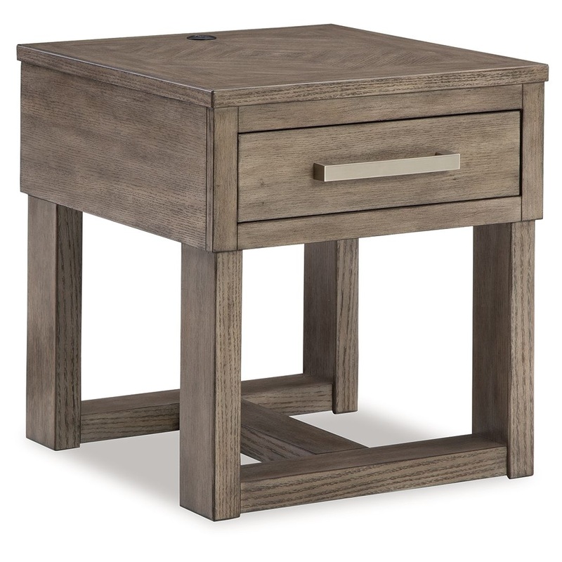 Loyaska – Rectangular End Table – Grayish Brown