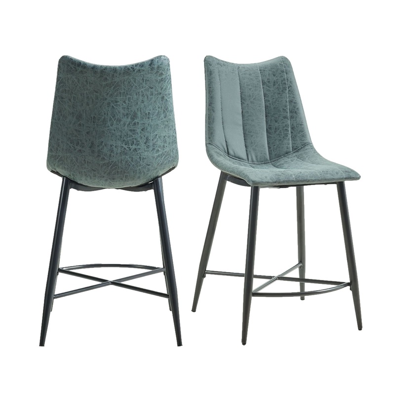 Riko – Counter Height Side Chair (Set of 2) – Gray/Gun Metal