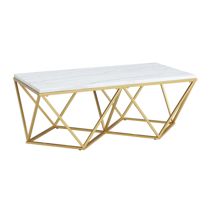 Riko – Rectangular Coffee Table With Metal Leg – Gold