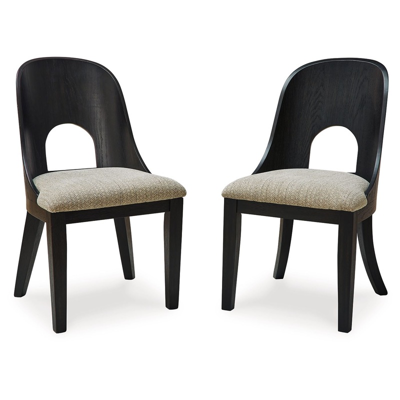 Rowanbeck – Dining Upholstered Side Chair (Set of 2) – Gray / Black