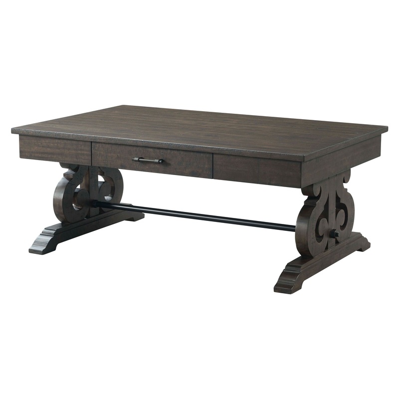 Stone – Coffee Table With PU Base – Dark Walnut