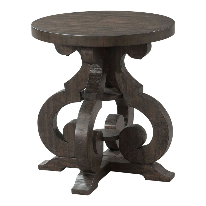 Stone – End Table With PU Base – Dark Walnut