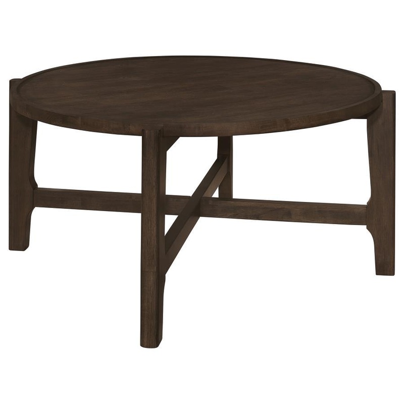 Cota – Round Solid Wood Coffee Table – Dark Brown