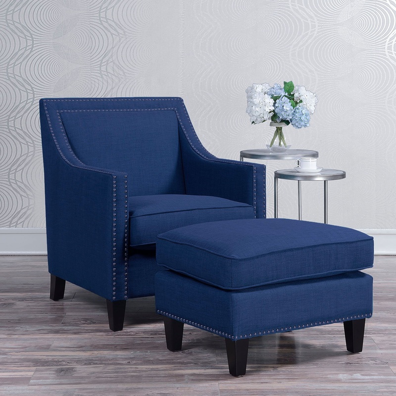Erica – Chair And Ottoman|Dark Gray|Blue