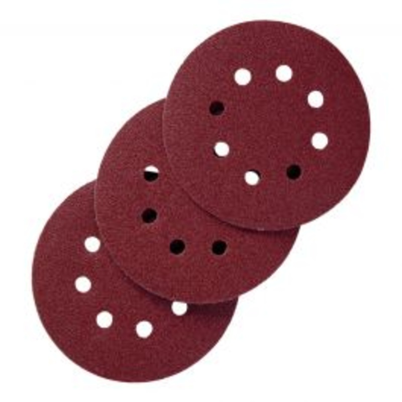 ABRASIVE FOR RANDOM ORBITAL WOOD SANDER 125 MM, GRIT 40,80,120, 10 PIECES