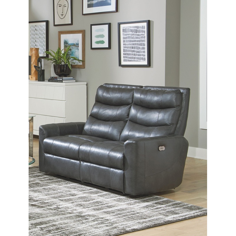 Bosa – Leather Power Reclining Loveseat – Charcoal