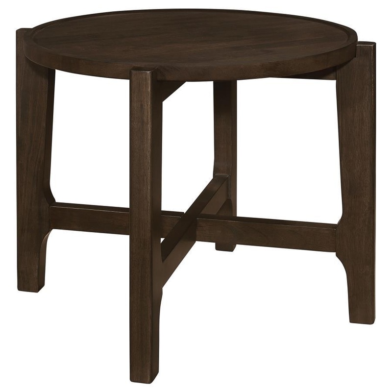 Cota – Round Solid Wood End Table – Dark Brown