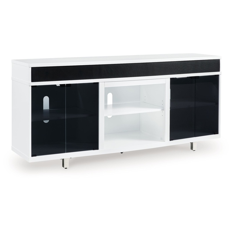 Gardoni – XL TV Stand With Fireplace Option – White / Black