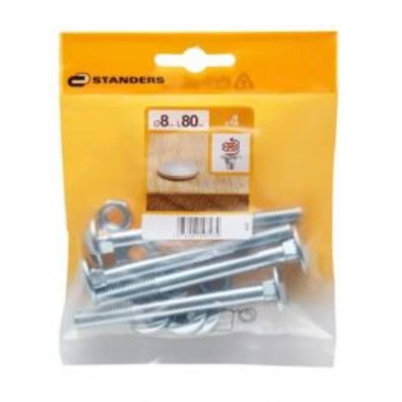 4 ZINC-PLATED PAN HEAD BOLTS 8X80