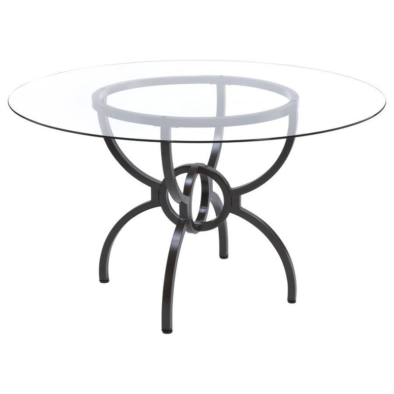 Aviano – Round Glass Top Metal Dining Table – Gunmetal