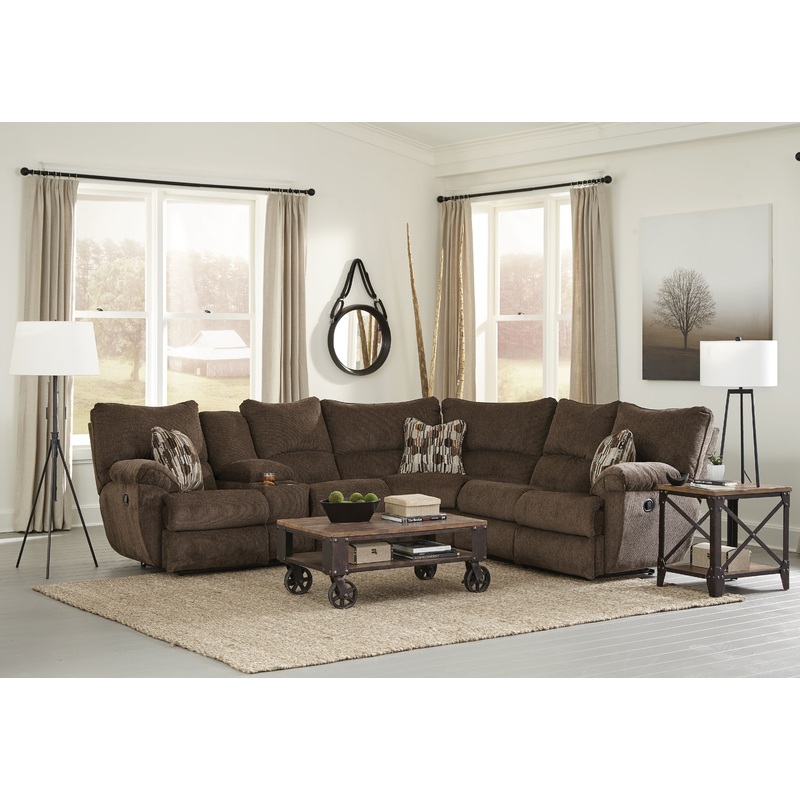 Elliott – Reclining Sectional|Chocolate|Pewter|2 Pc. Manual Reclining Sectional With Console|2 Pc. Power Reclining Sectional With Console