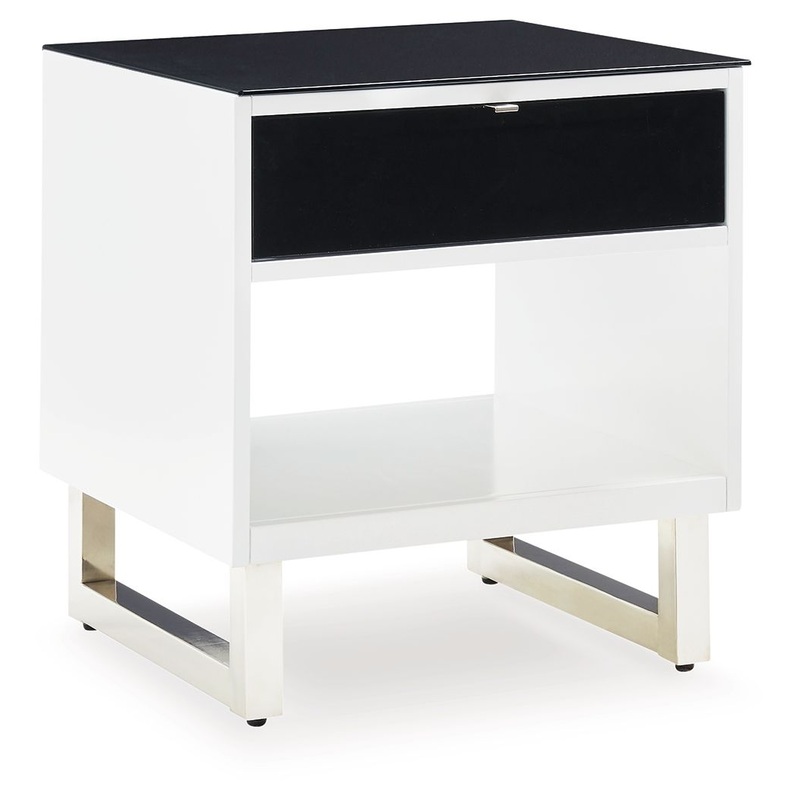 Gardoni – Rectangular End Table – White / Black