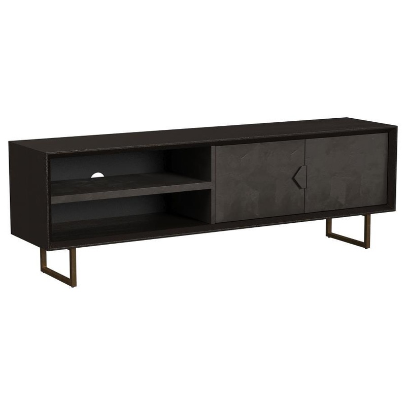 Marsden – 2 Door Mango Wood TV Stand – Charcoal Black