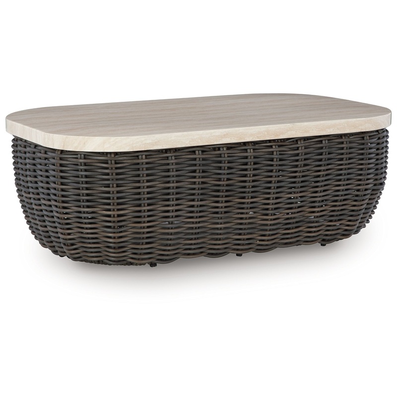 Kimora – Rectangular Cocktail Table – Beige / Dark Brown