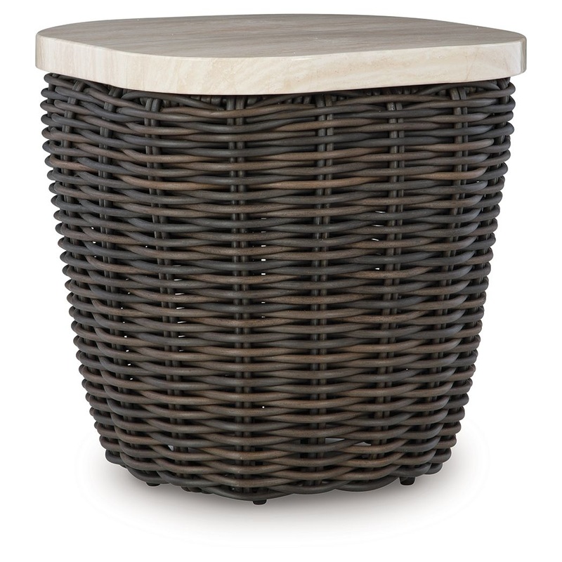 Kimora – Square End Table – Beige / Dark Brown