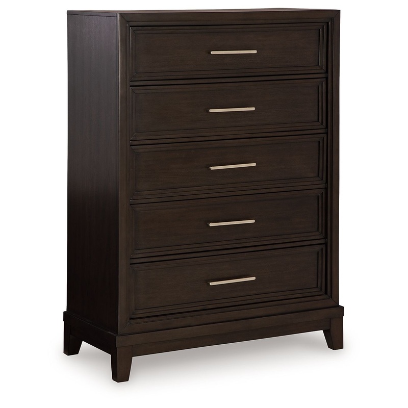 Neymorton – Five Drawer Chest – Dark Grayish Brown