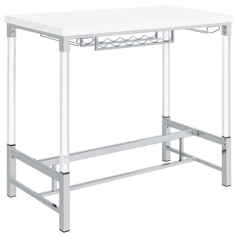 Norcrest – Acrylic Leg Bar Table – White High Gloss