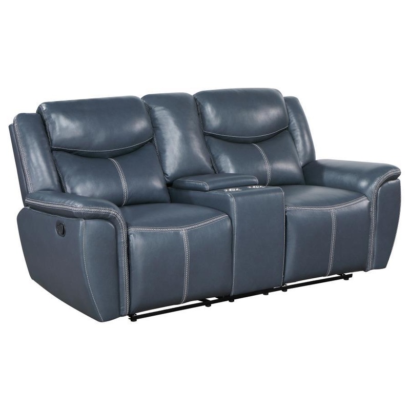 Sloane – Upholstered Padded Arm Reclining Loveseat – Blue