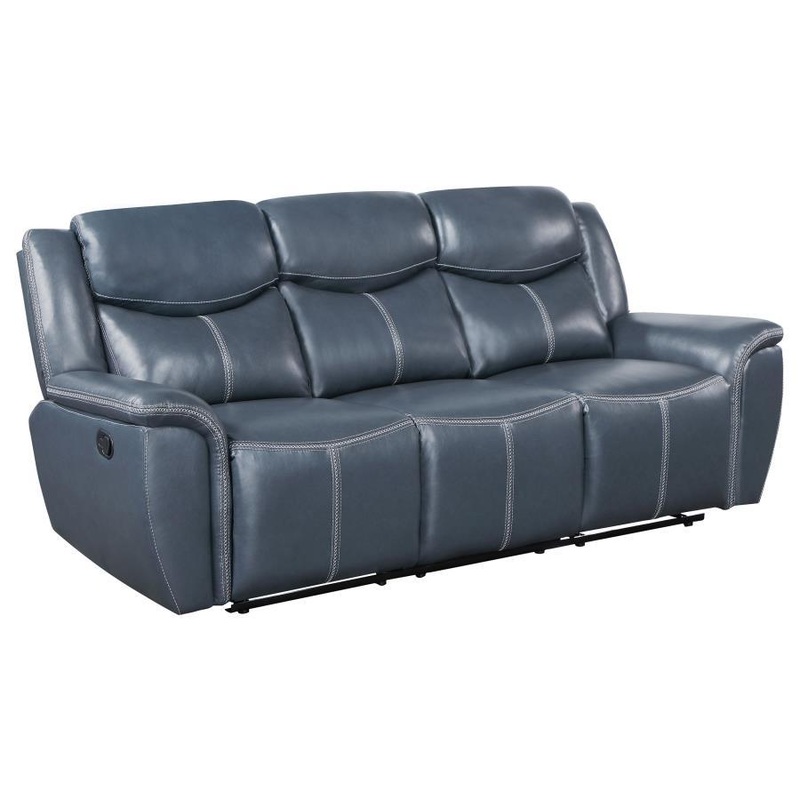 Sloane – Upholstered Padded Arm Reclining Sofa – Blue