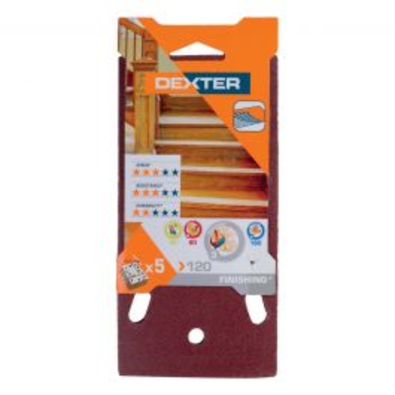 ABRASIVE FOR DEXTER ORBITAL WOOD SANDER 93X185 MM PERFORATED, GRIT 120,5 PIECES