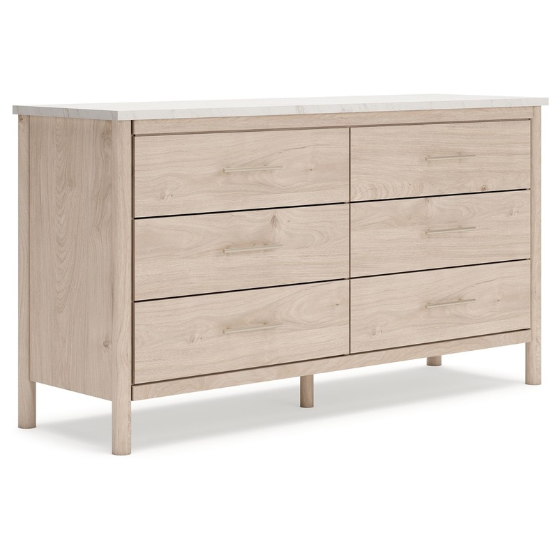 Cadmori – Six Drawer Dresser|Beige|Black|Dressers|Dresser & Mirror