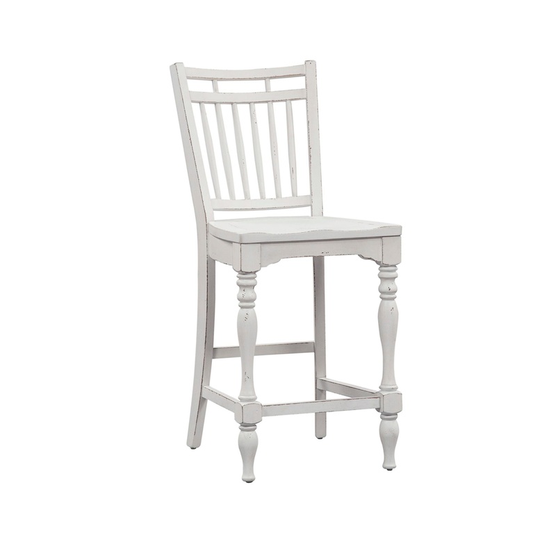 Magnolia Manor – Spindle Back Counter Chair – White