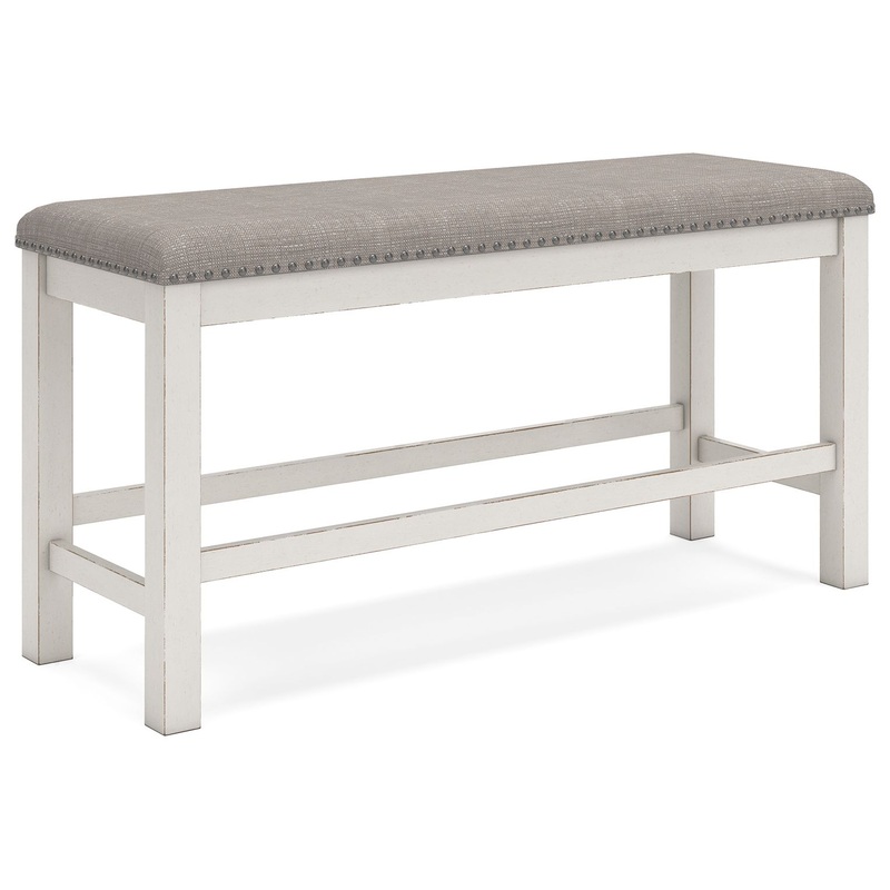 Robbinsdale – Dbl Counter Height Upholstered Dining Bench – Antique White