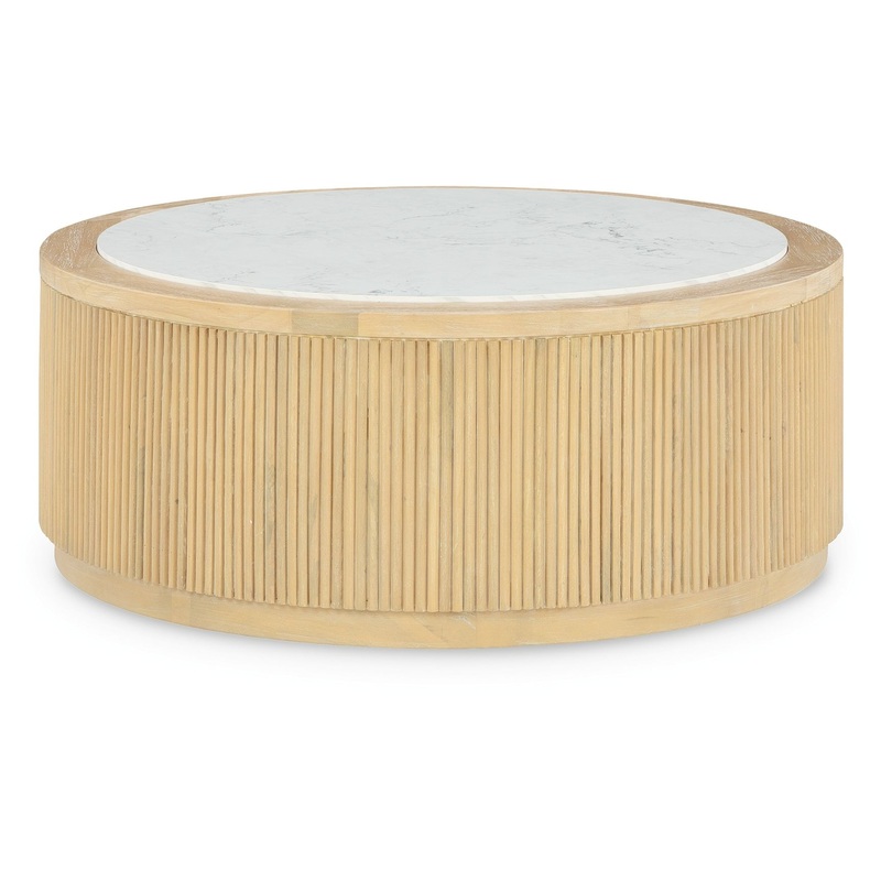 Camdill – Round Cocktail Table – Light Brown / White