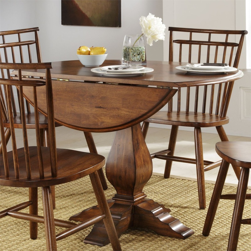 Creations – Round Drop Leaf Table – Dark Brown
