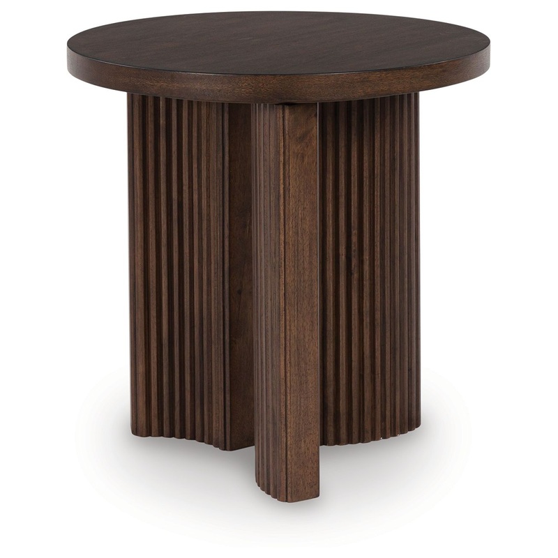 Korestone – Round End Table – Dark Brown