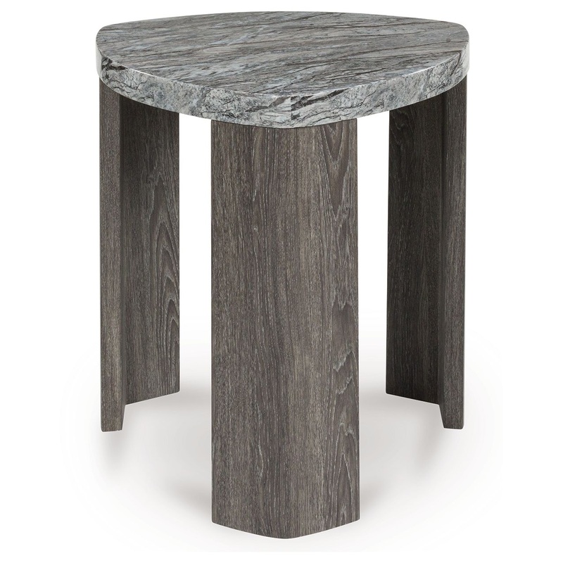 Surmour – Triangle End Table – Gray / Brown
