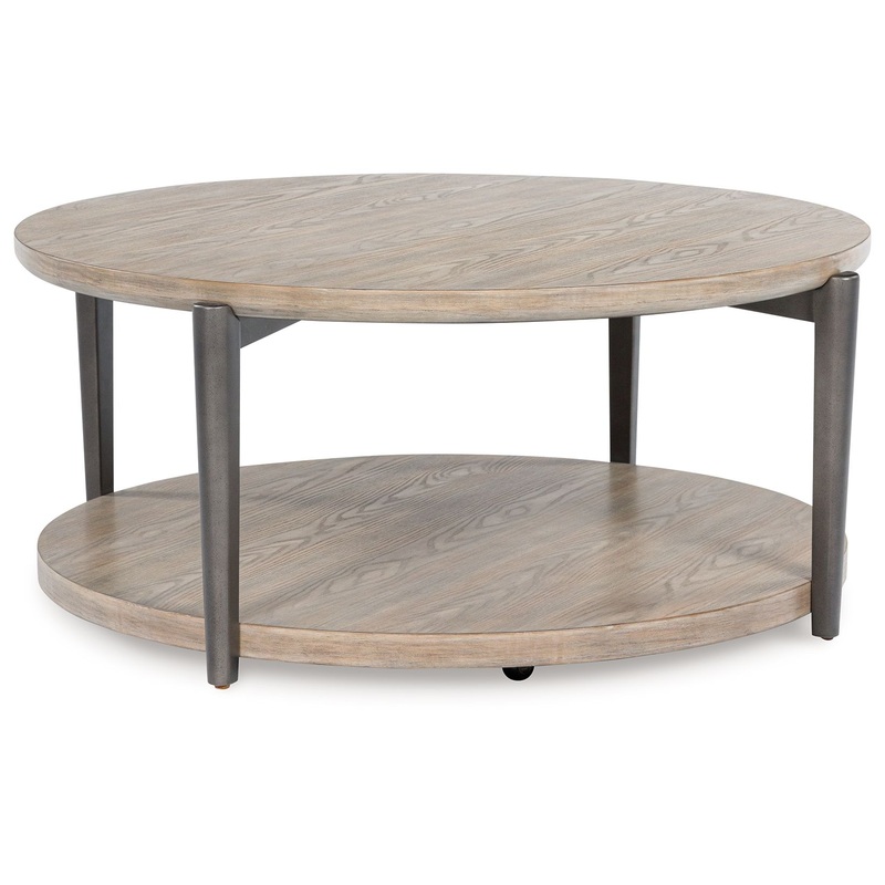 Dyonton – Round Cocktail Table – Light Grayish Brown
