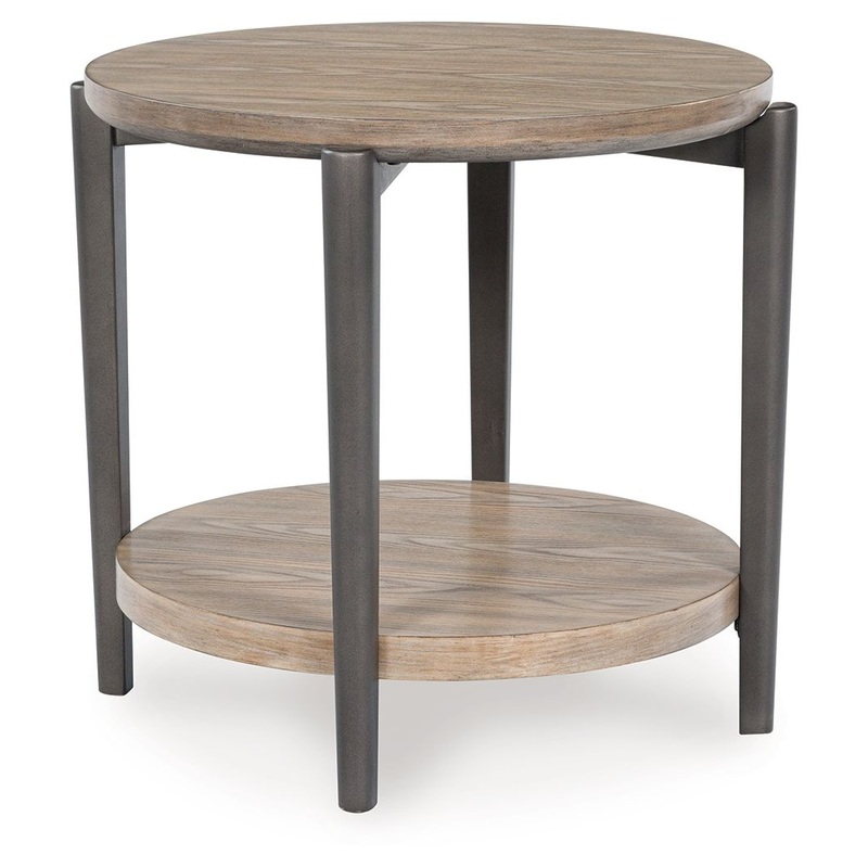 Dyonton – Round End Table – Light Grayish Brown