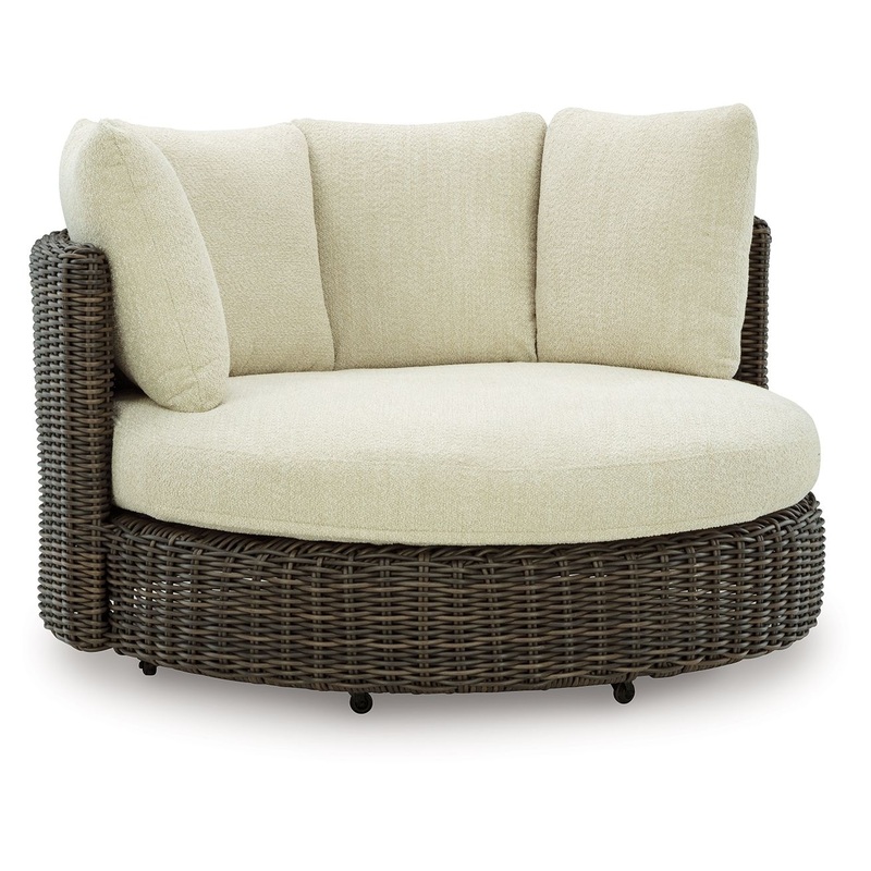 Kimora – Swivel Lounge Chair With Cushion – Beige / Dark Brown