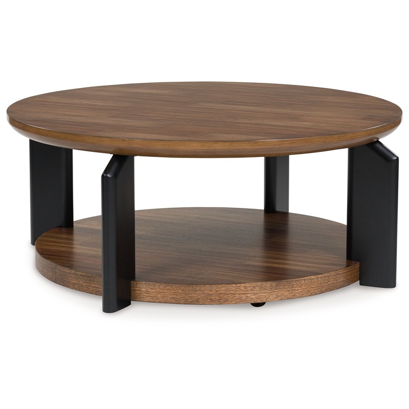 Kraeburn – Round Cocktail Table – Brown / Black
