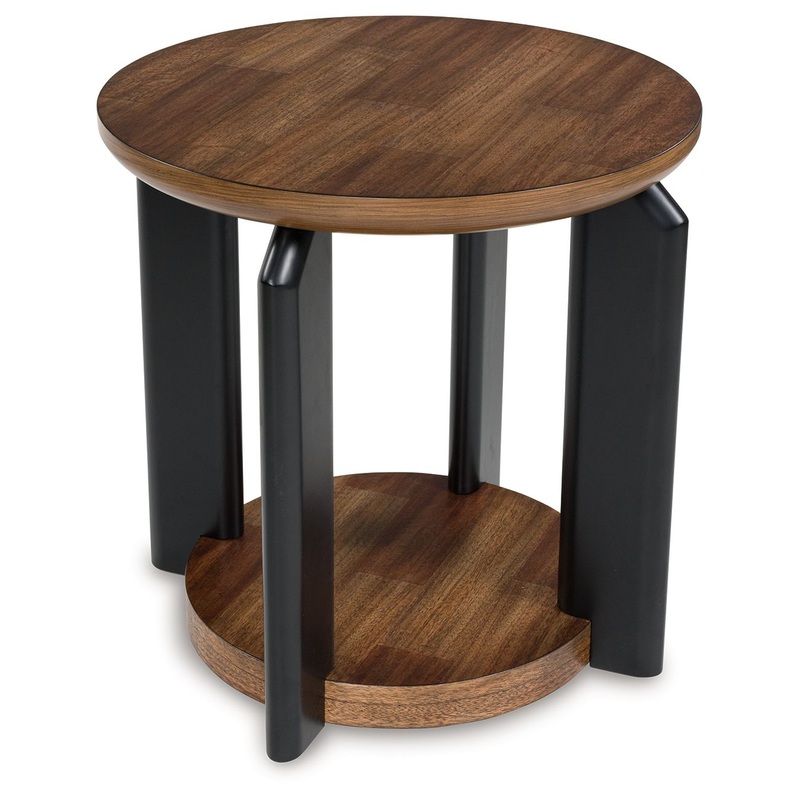 Kraeburn – Round End Table – Brown / Black