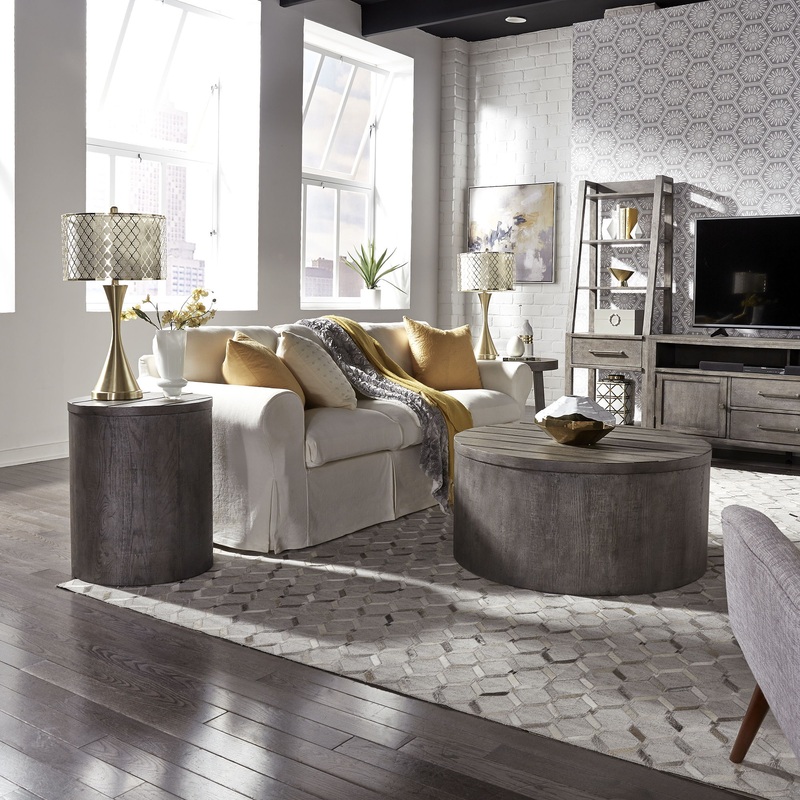 Modern Farmhouse – 3 Piece Table Set – Charcoal – Drum Tables