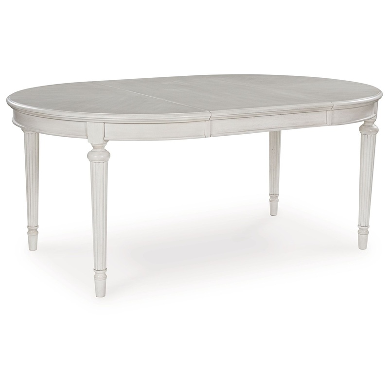 Montelaine – Oval Dining Room Extension Table – Antique White
