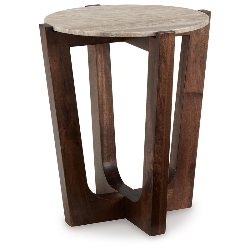 Tanidore – Round End Table – Warm Brown
