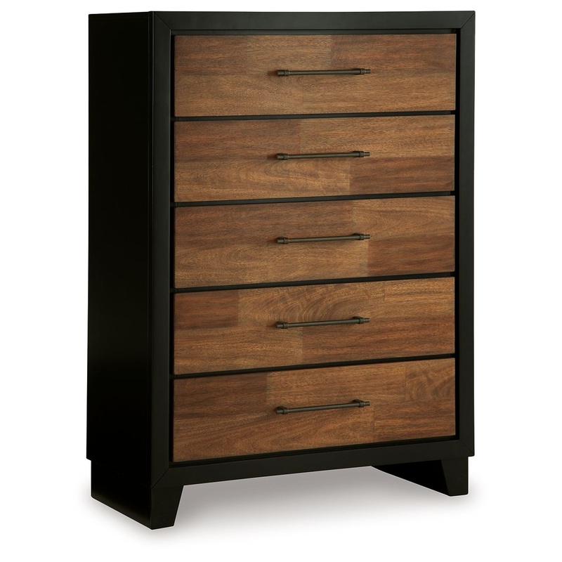 Kraeburn – Five Drawer Chest – Brown / Black
