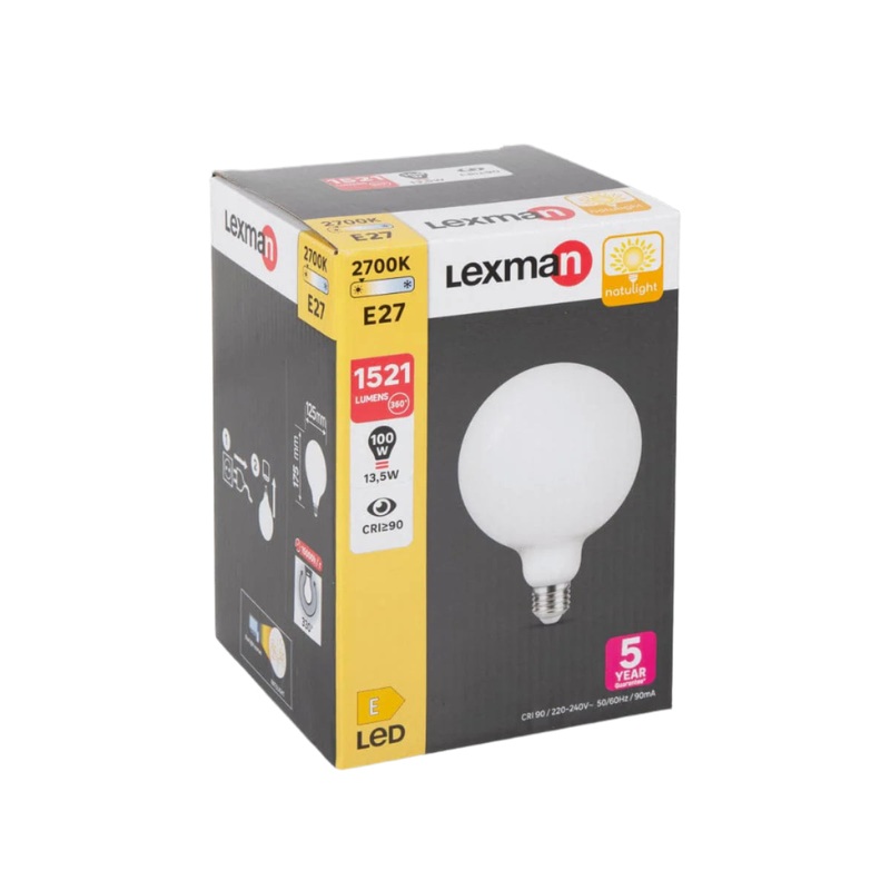 NATULIGHT LED BULB E27=100W GLOBE LARGE FROSTED WARM LIGHT