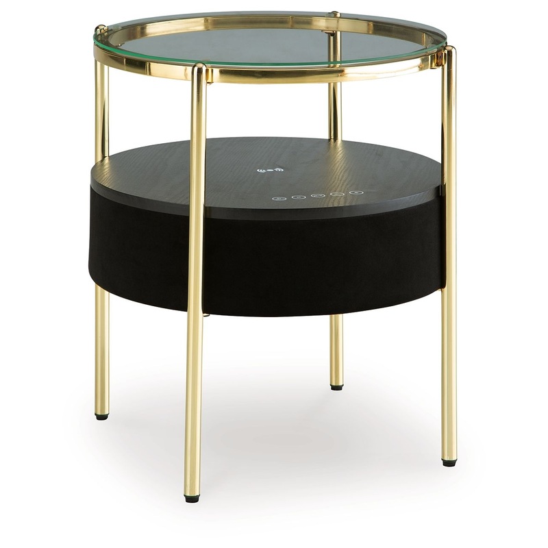 Nedman – Accent Table With Speaker – Black / Gold Finish