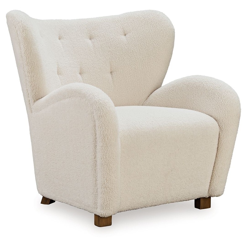 Larbell – Accent Chair|Light Brown|White