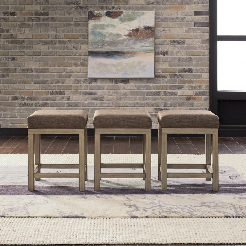 Sun Valley – 3 Piece Upholstered Console Stools Set – Light Brown